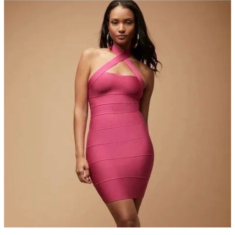 Herve Leger x Forever 21 Pink Halter Bandage‎ Mini Dress Size M NWT
